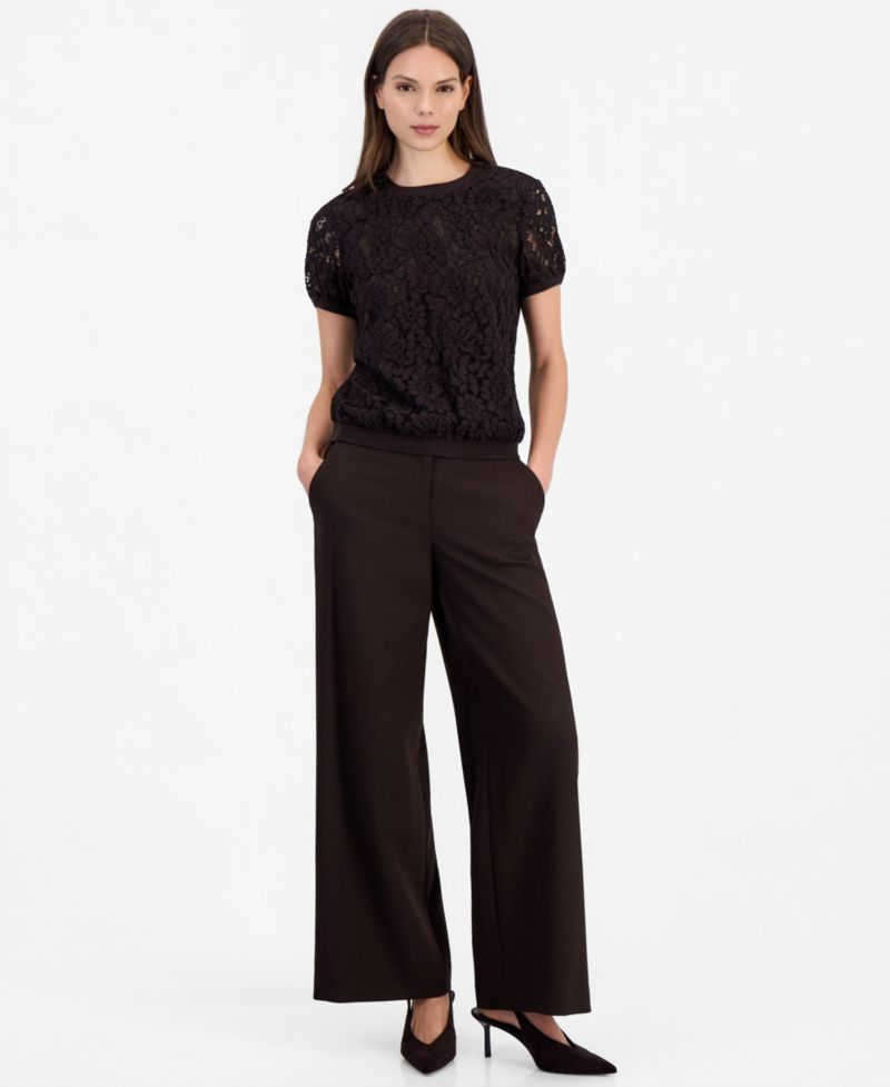 Women's Floral Lace Short-Sleeve Sweater