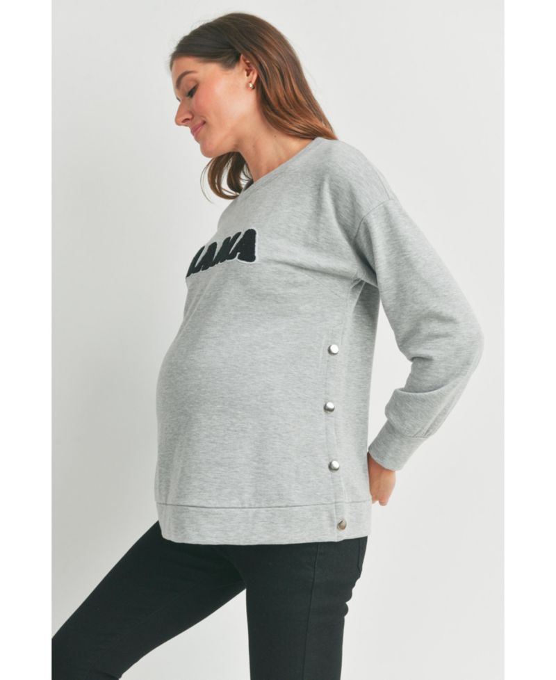 Maternity Graphic Mama Crew Neck Nursing Sweatshirt
