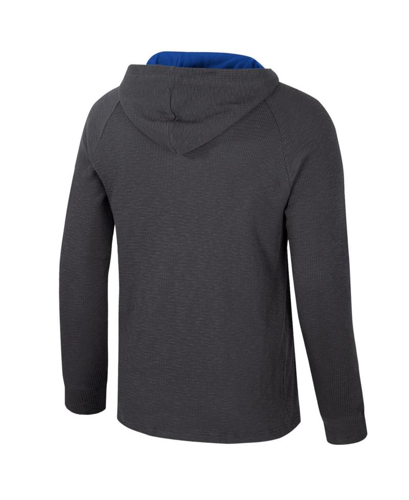 Men's Charcoal Duke Blue Devils DuJour Raglan Long Sleeve Henley Hoodie T-Shirt