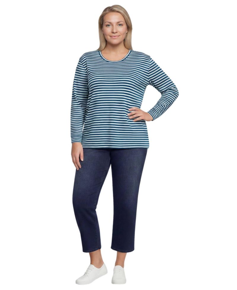 Plus Size Cotton Relaxed Long Sleeve Crew Neck