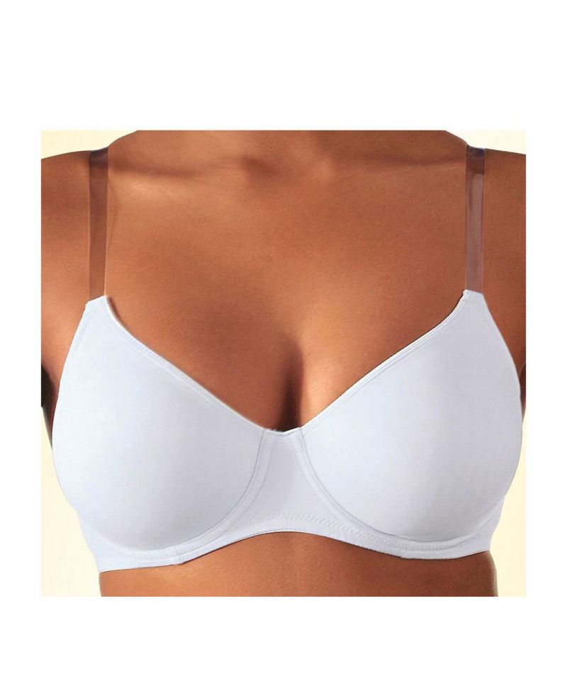 Women's Clear Strap Underwire Non-Padded T-Shirt Bra