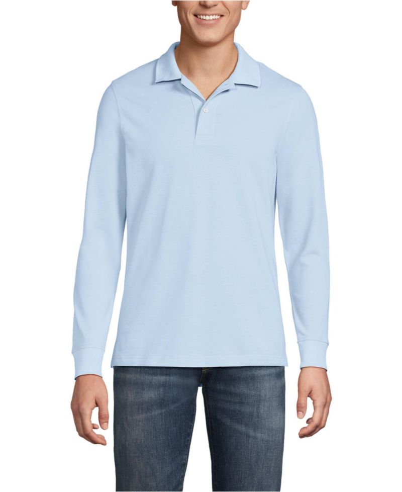 Men's Long Sleeve Mesh Polo Shirt
