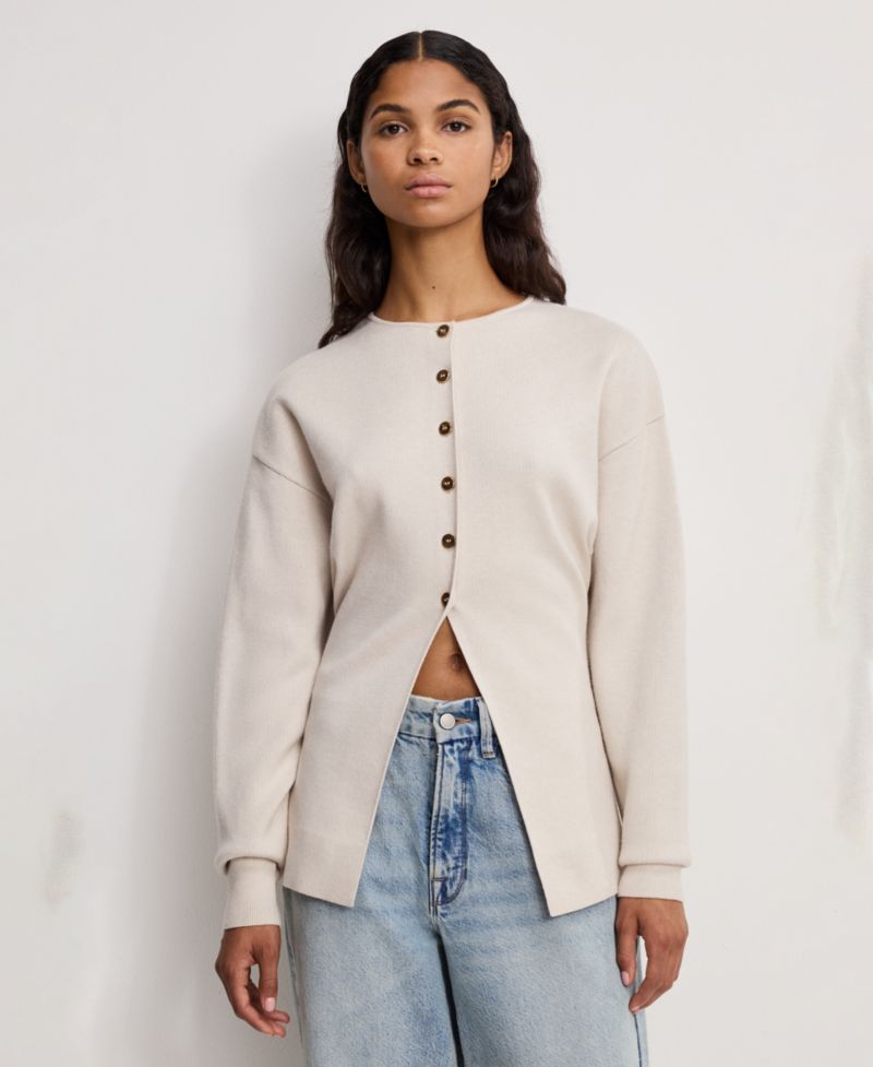 Women's Crewneck Long-Sleeve Cardigan Sweater