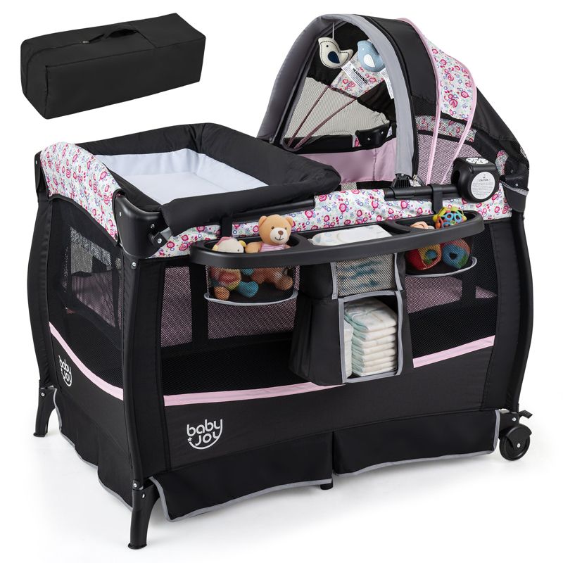 Pack Play Baby Diaper Changing Table 4 in 1 Foldable with Mattress