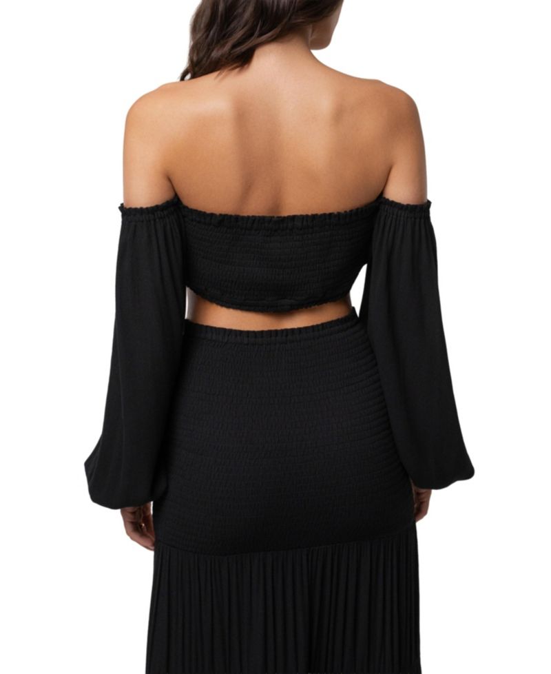 Women's Solana Off-the-Shoulder Long-Sleeve Viscose Crop Top and Maxi Skirt Set