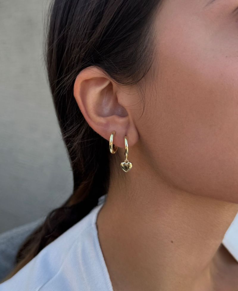Gold Plated Heart Huggie Earring Set