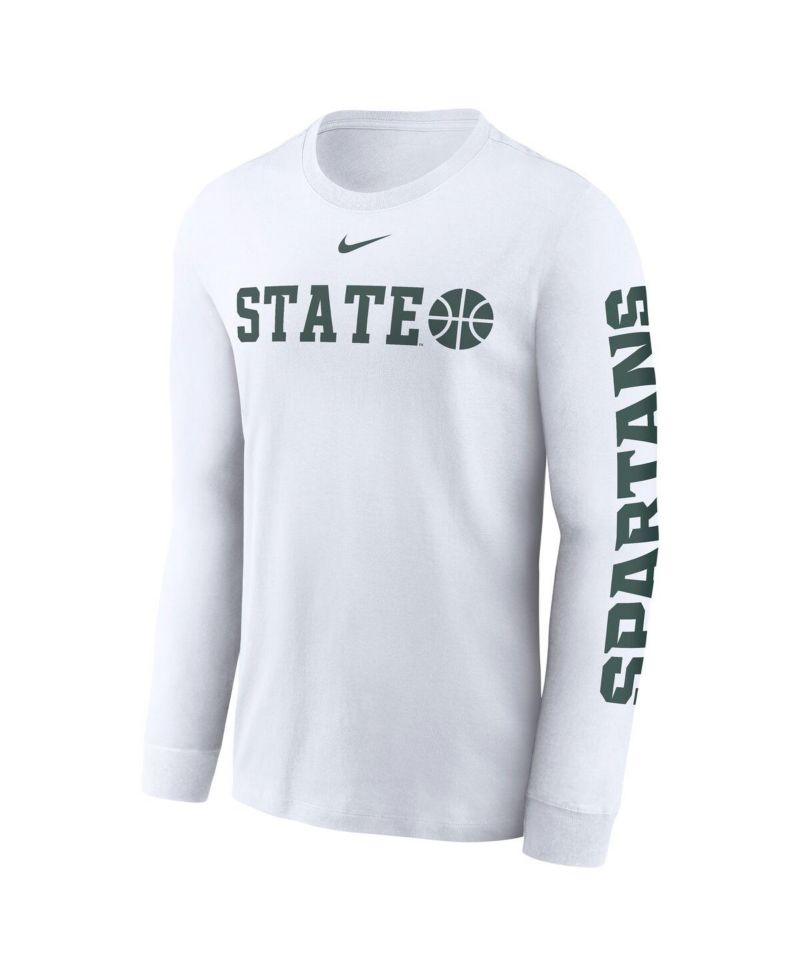 Men's White Michigan State Spartans Basketball Icon Two-Hit Long Sleeve T-Shirt