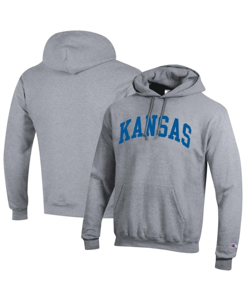 Men's Heather Gray Kansas Jayhawks Basic Arch Fleece Pullover Hoodie