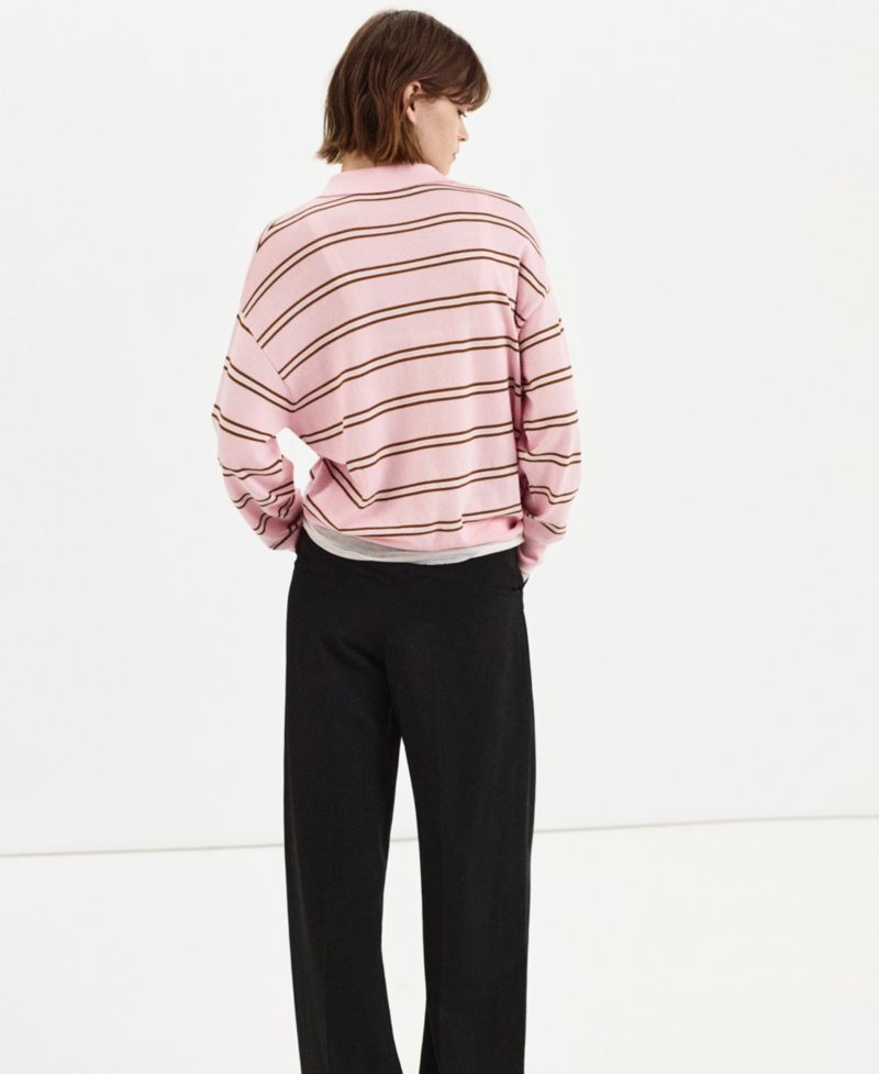Women's Polo Long-Sleeve Loose-Fit Sweater