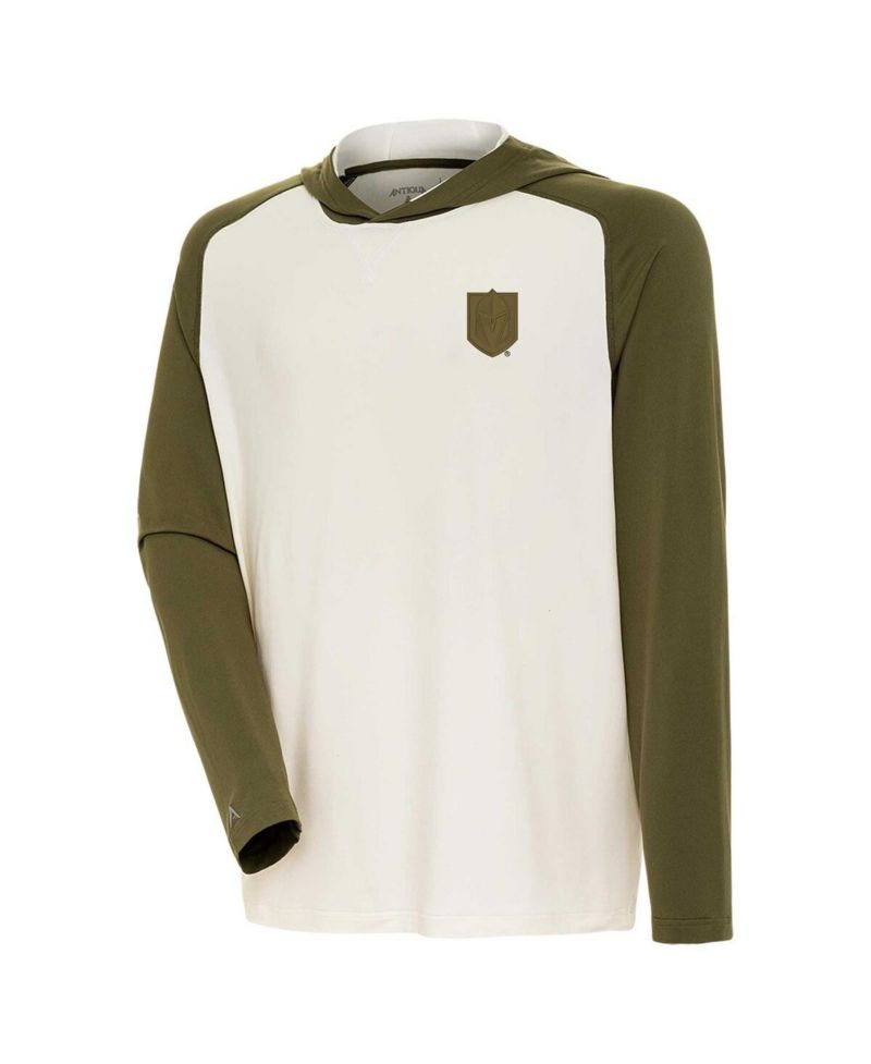 Men's Cream/Olive Vegas Golden Knights Intrepid Sand Raglan Long Sleeve Hoodie T-Shirt