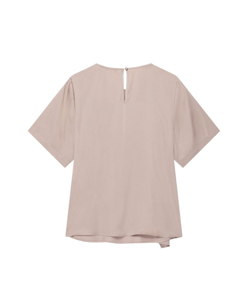 Women's Satin Ruffle-Front Button-Back Top