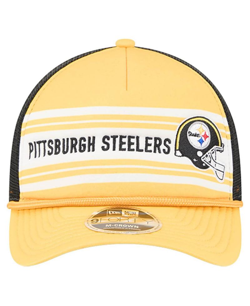 Men's Gold Pittsburgh Steelers Linear A-Frame 9FORTY Adjustable Hat