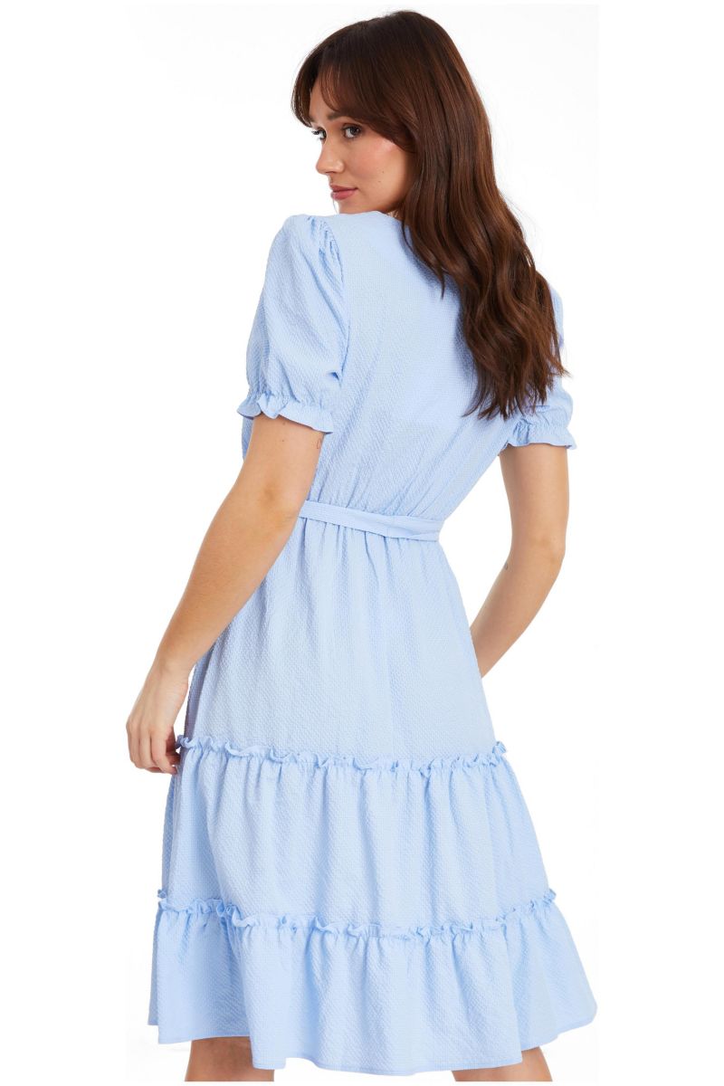 Women's Textured Frill Detail Midi Dress