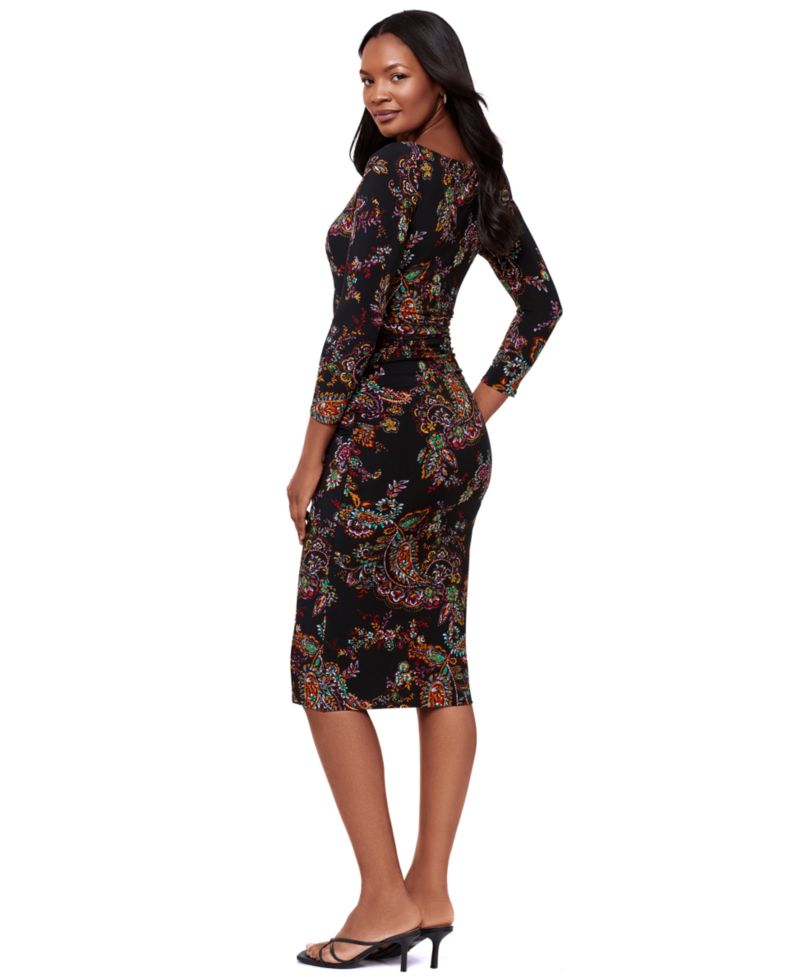 Women's Boat Neck 3/4-Length-Sleeve Shaping Dress