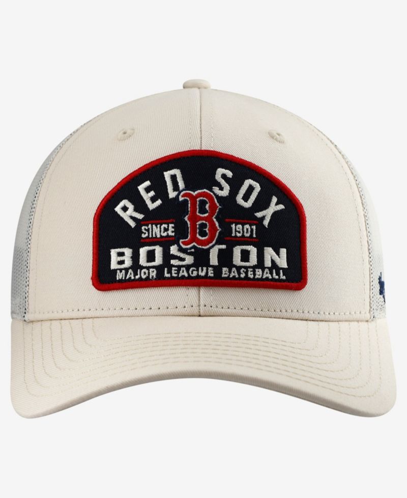 47 Brand Men's Cream Boston Red Sox Leland Adjustable Trucker Hat
