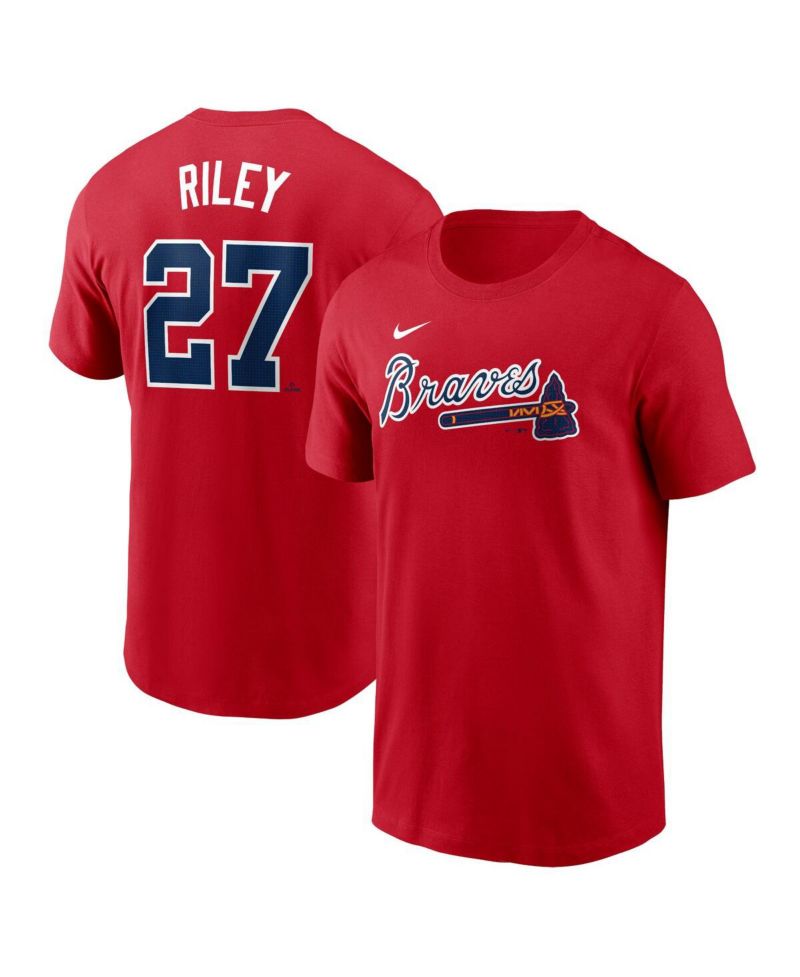 Men's Austin Riley Red Atlanta Braves Fuse Name & Number T-Shirt