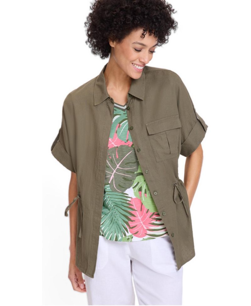 Women's Camp Shirt Drawstring Waist