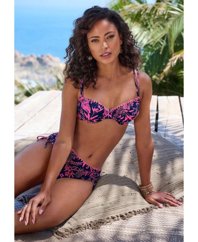 Women's Floral Print Tropical Removable Pads Underwire Bikini Top
