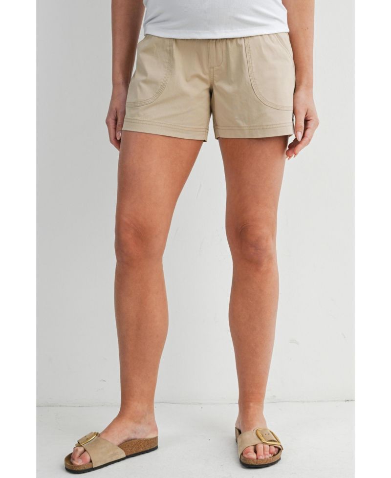 Women's Maternity Over-the-Belly Pull-On Shorts with Pockets