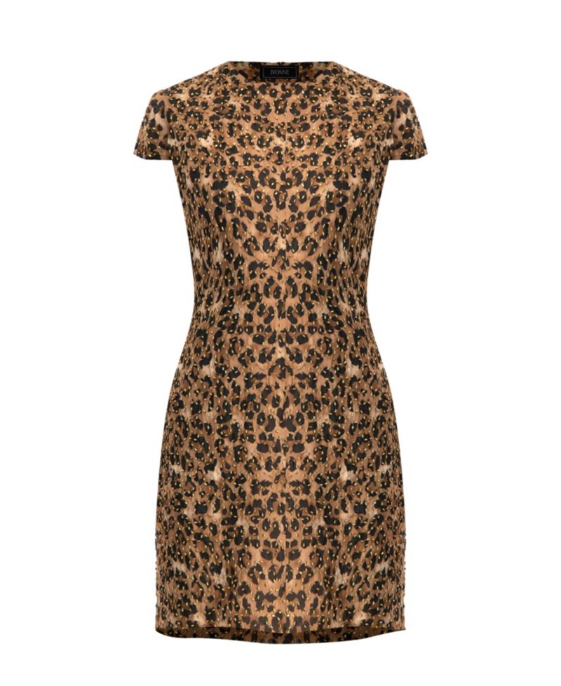 Women's Short Beaded Cap Sleeve Dress with Round Neck