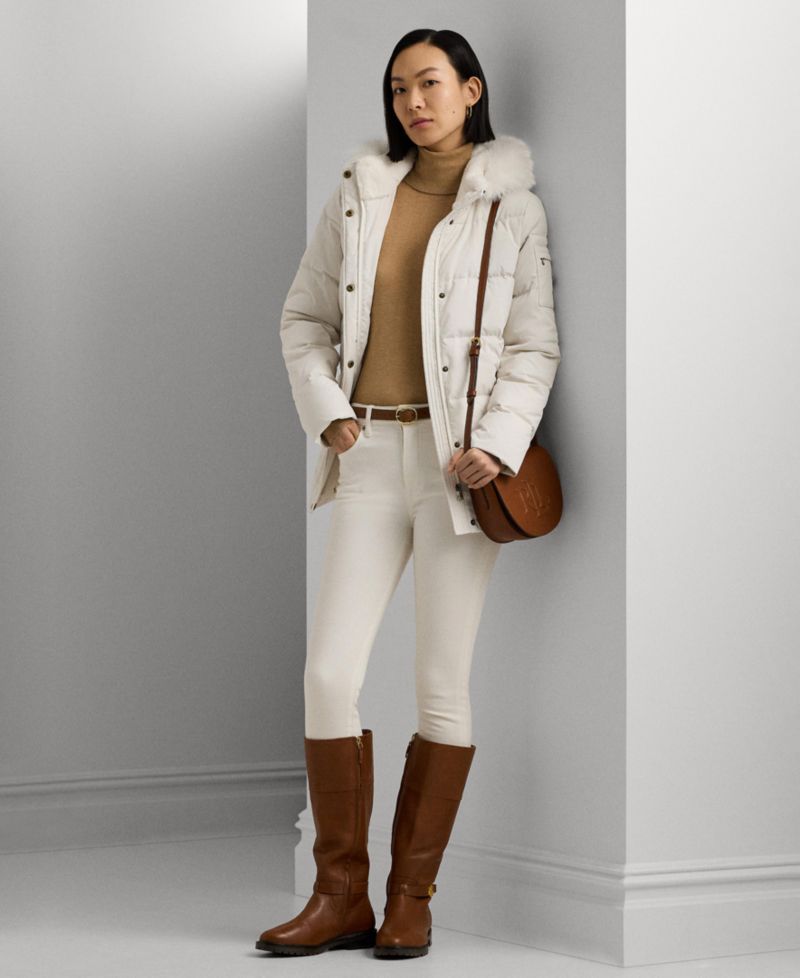 Petite Faux-Fur Hooded Puffer Coat