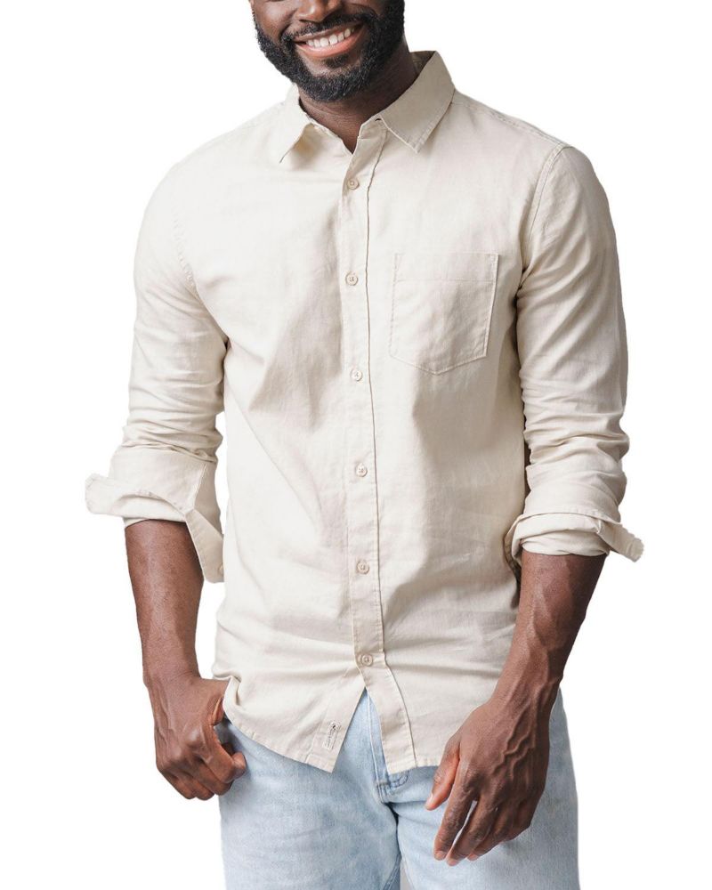 Men's Hope and Henry Long Sleeve Solid Linen Shirt