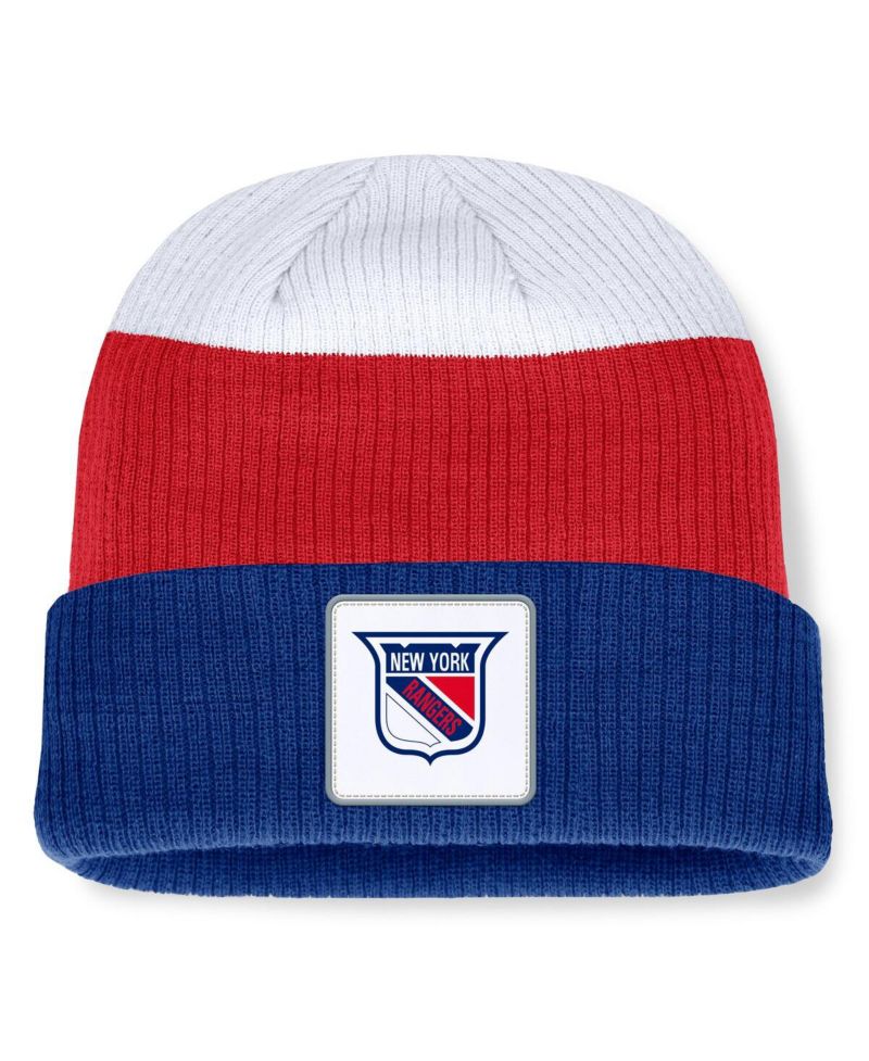 Men's Blue/Red New York Rangers Heritage Showboat Color-Block Cuffed Knit Hat