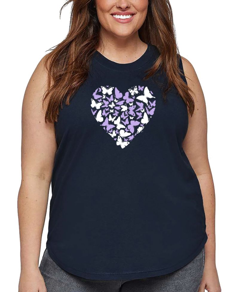 Plus Size Butterfly Heart Word Art Tank Top