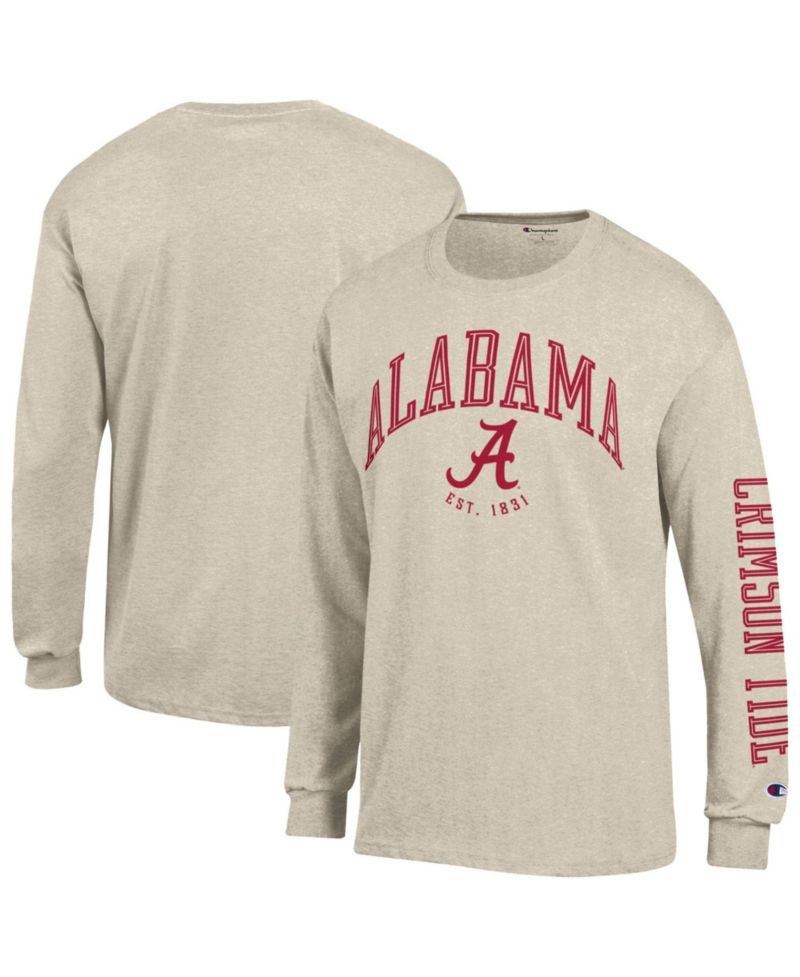 Men's Heather Oatmeal Alabama Crimson Tide Neutral Arch Long-Sleeve T-Shirt