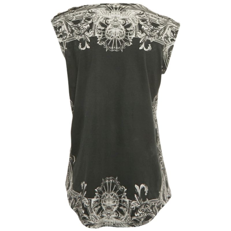 Women's Black Print Cotton Sleeveless Top