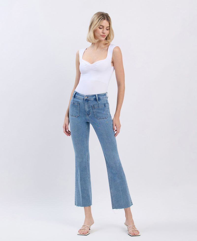 Women's High Rise Crop Flare Jeans