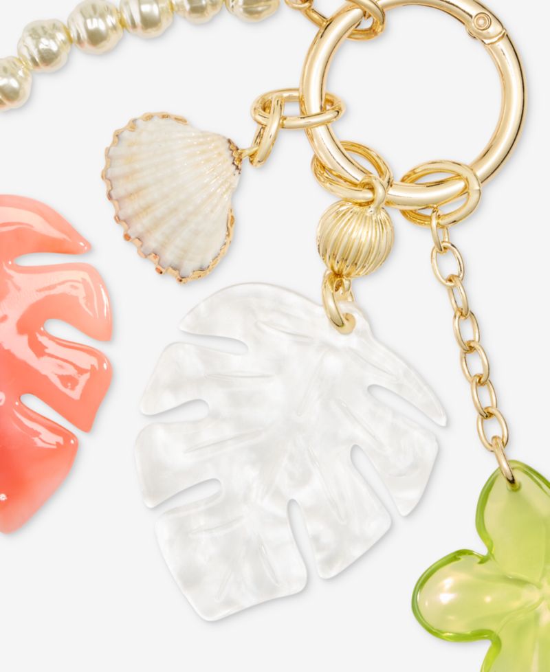 Coral Palm Leaf Bag Charm