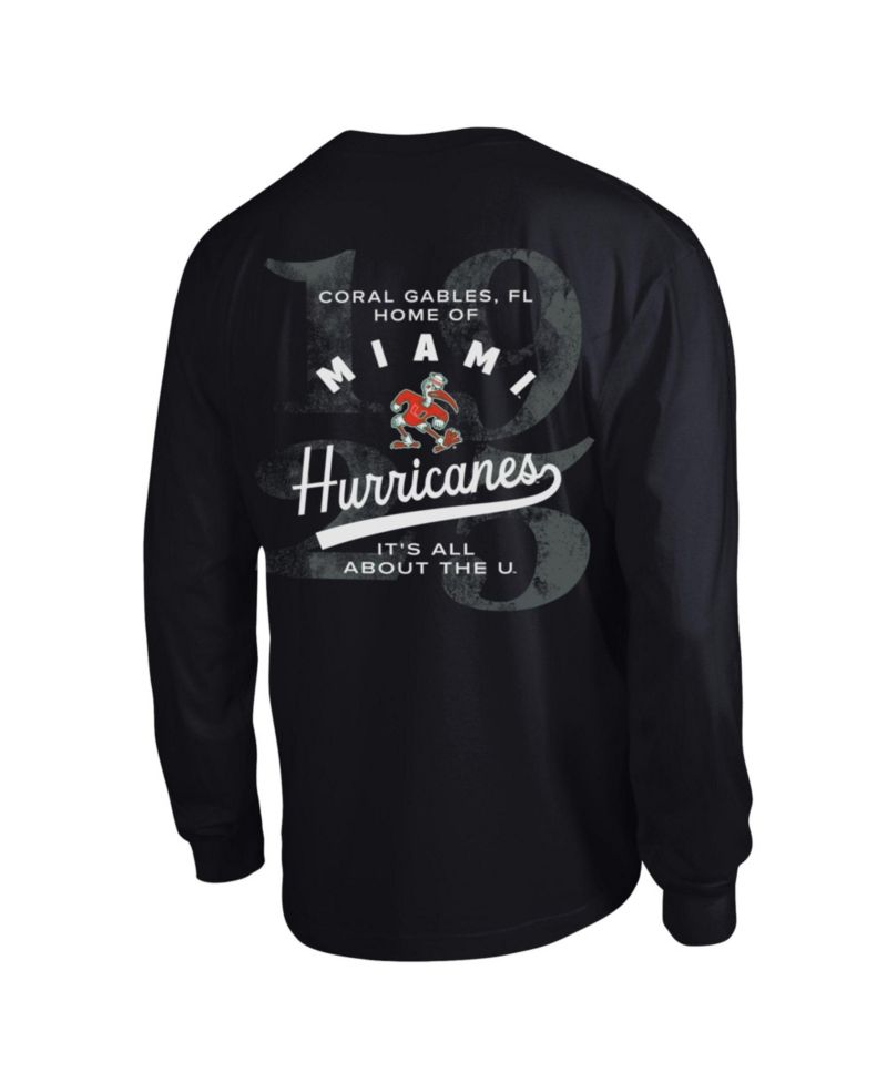 Men's Black Miami Hurricanes Laminated All-Star Long Sleeve T-Shirt