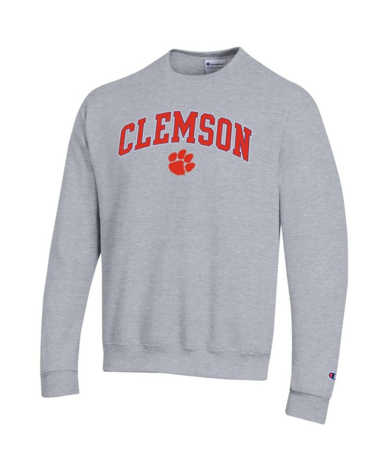 Men's Purple Clemson Tigers Arch Over Logo Pullover Sweatshirt