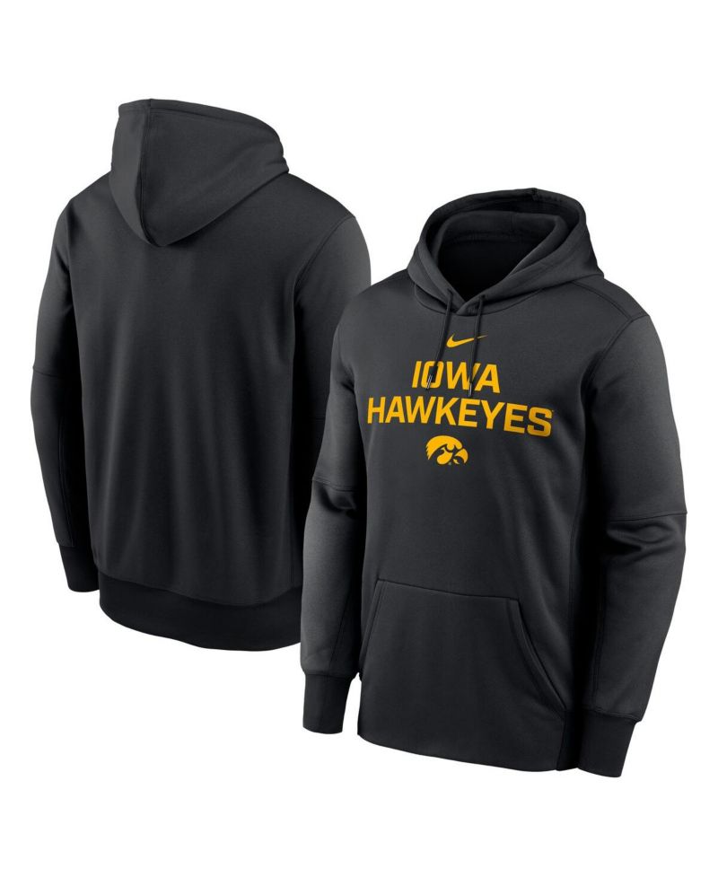 Men's Black Iowa Hawkeyes Team Stacked Performance Pullover Hoodie