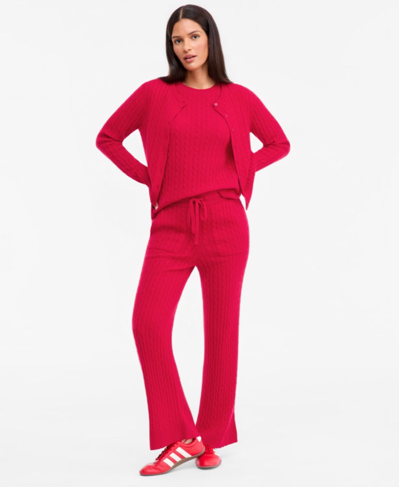 Women's Cable-Knit Wide-Leg Pants