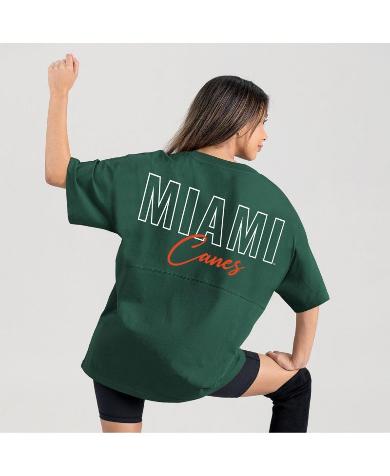 Women's Green Miami Hurricanes Oversized Back at Ya T-Shirt