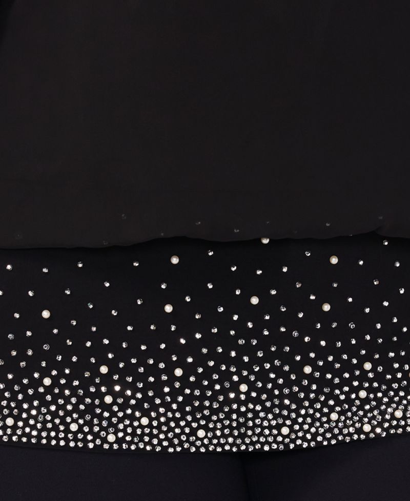 Plus Size Embellished Chiffon Blouse