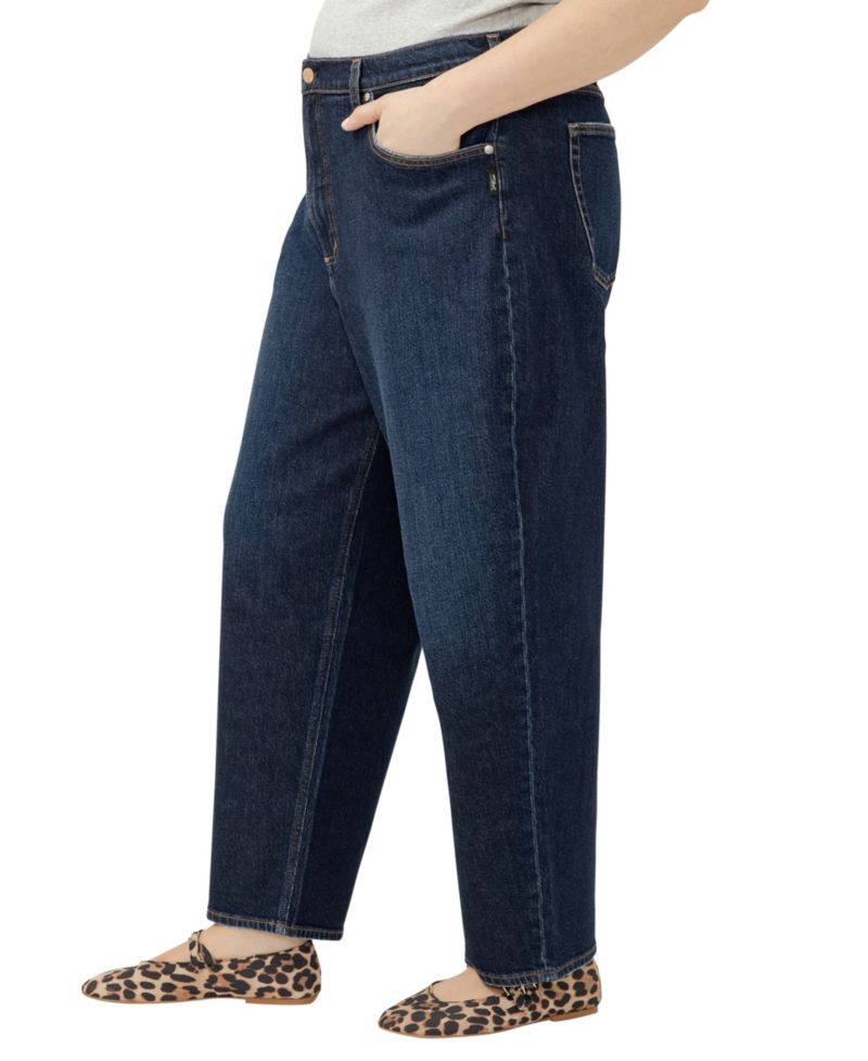 Plus Size High Rise Barrel Leg Jeans
