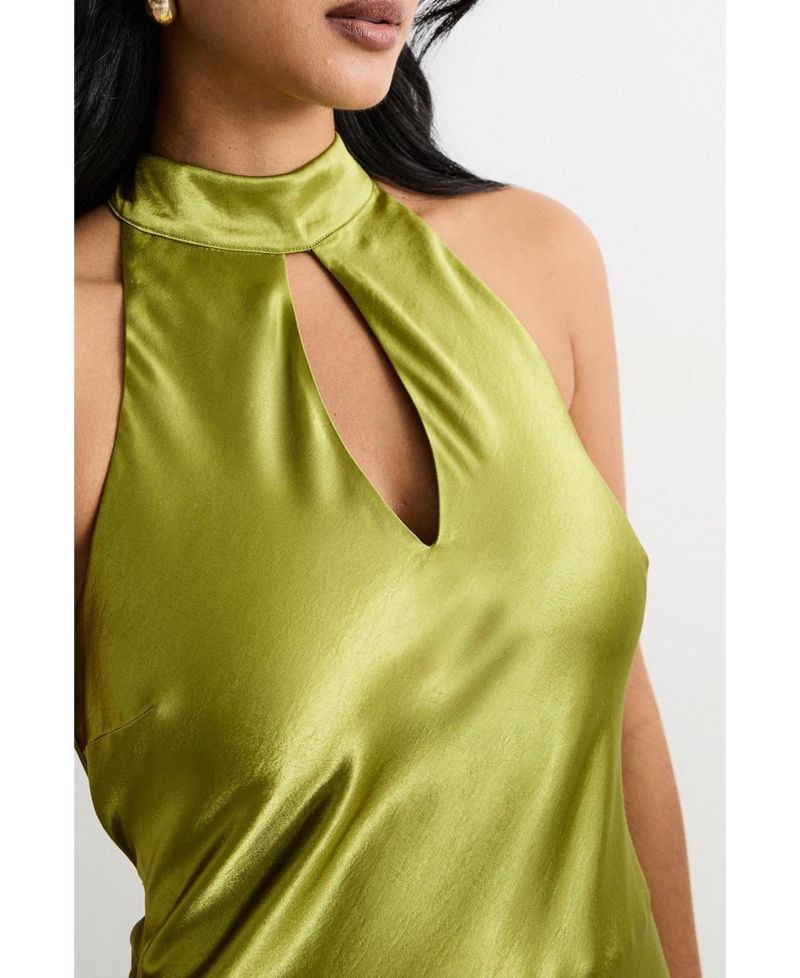 Women's Satin Cowl-Neck Maxi Dress