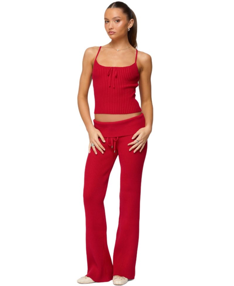 Women's Adannah Tie Ribbed Knit Tank Top