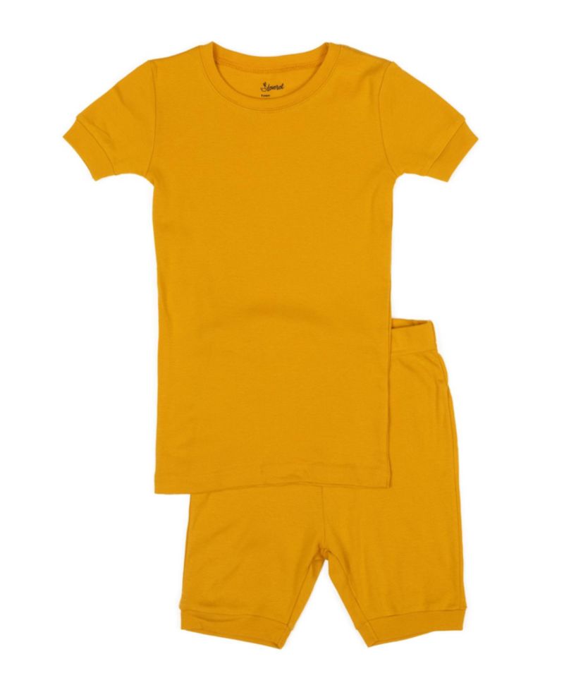 Toddler Matching Family Two Piece Cotton Short Sleeve Shirt and Shorts Solid Color Pajamas 2T-5T