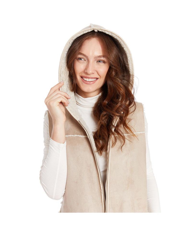 Women's Kourtney Faux Shearling Hooded Vest