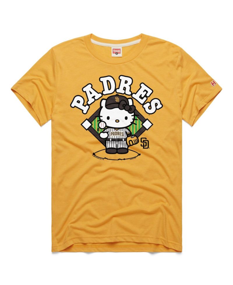 Men's and Women's Gold San Diego Padres Hello Kitty Tri-Blend T-Shirt