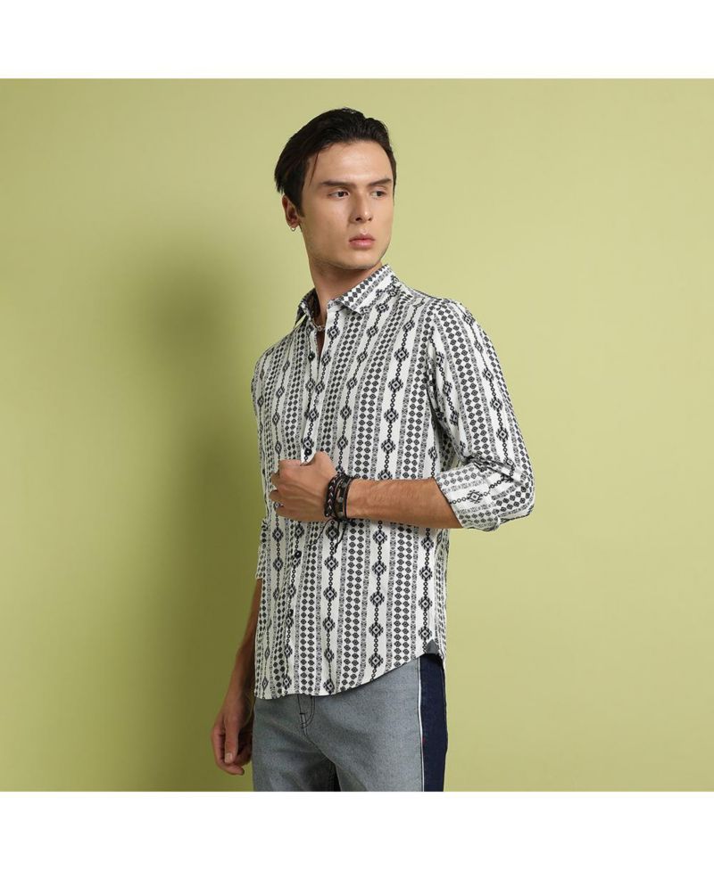 Men's Black & Grey Geometric Aztec