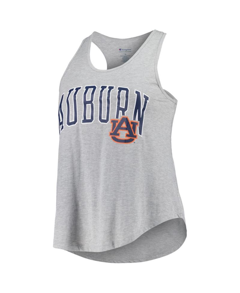 Women's Heather Gray Auburn Tigers Arch Logo Racerback Scoop Neck Tank Top