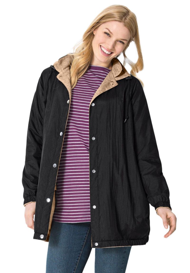 Plus Size Fleece Nylon Reversible Jacket