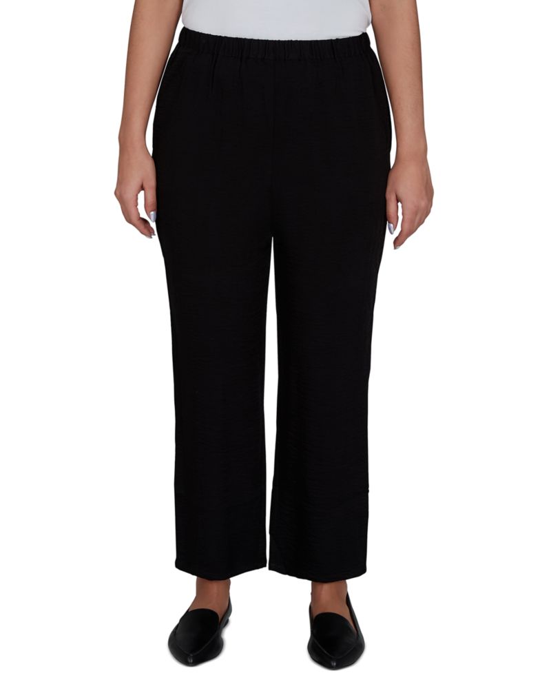 Petite Travel Advisory Pull-On Elastic-Waist Crinkle-Texture Ankle Pants