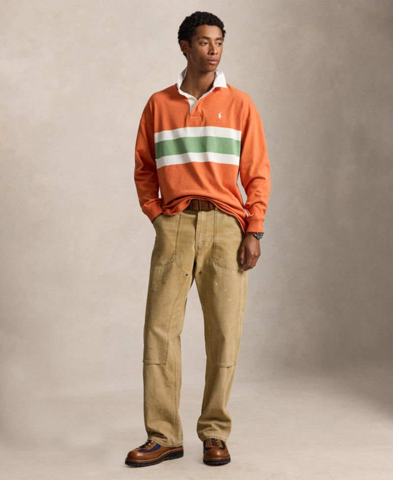 Men's Big Fit Striped Rugby Shirt