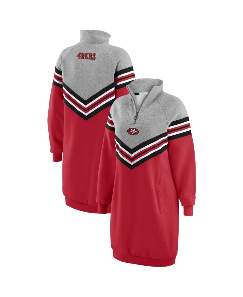 Women's Scarlet/Heather Gray San Francisco 49ers Chevron Stripe Dress